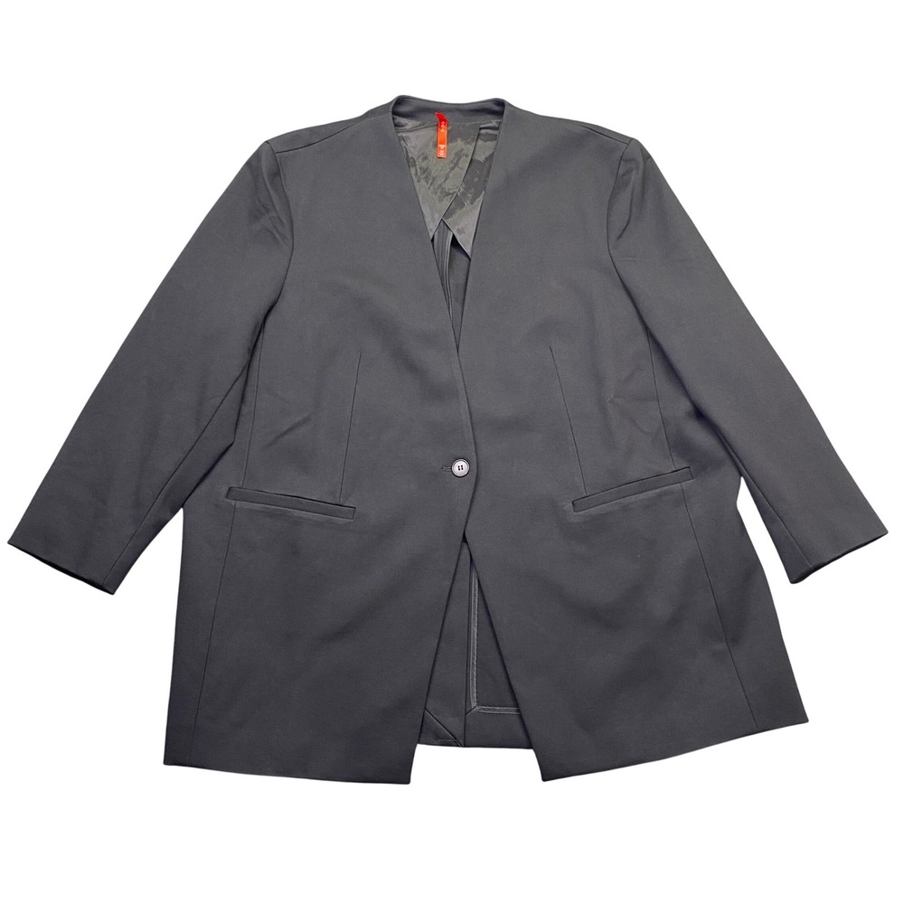 Spanx The Perfect Collarless Blazer Women Black Single Button Size 1X 20384R